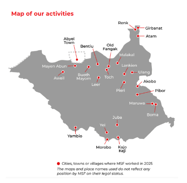 The maps and place names used do not reflect any position by MSF on their legal status.