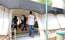 MSF medical team at the diarrhea treatment centre isolation tent at the Abs General Hospital, Hajjah governate