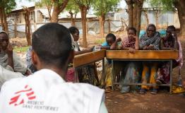 Women attend in a group therapy session organized by MSF at Sematat IDP Camp in Shire, located in the Tigray region of Ethiopia.