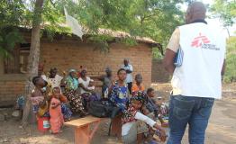 Patients and carers attending a malaria awareness session at the MSF-supported Lweba health centre in Katanga village, Fizi territory, Democratic Republic of Congo. 