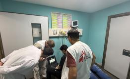 MSF medical team working with Ministry of Public Health staff in Jabal Amel hospital, Sour, southern Lebanon.
