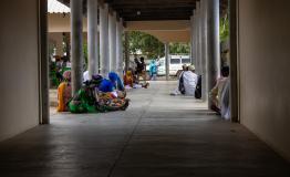 Patients wait at a corridor of the Rural hospital in Mocímboa da Praia, in Cabo Delgado. Mozambique, October 2024.