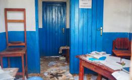 Salimboko health center which was attacked and looted over 4 days of fighting in 2020.