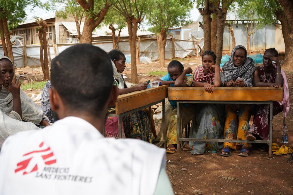 Women attend in a group therapy session organized by MSF at Sematat IDP Camp in Shire, located in the Tigray region of Ethiopia.