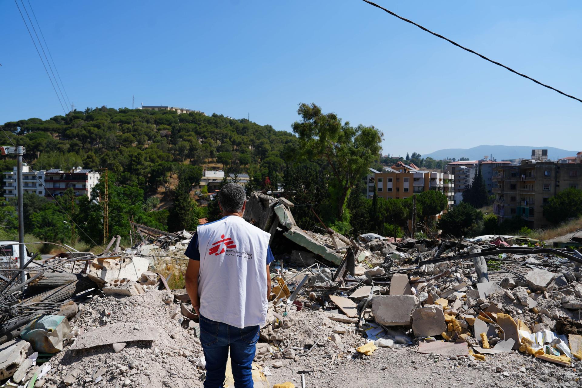 MSF visits the site of the civil defense team it is supporting in Nabatiyeh city. The centre was destroyed by Israeli airstrikes during the escalation of war in Lebanon.