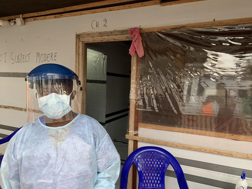 One of the team at the COVID-19 center in Bunia 