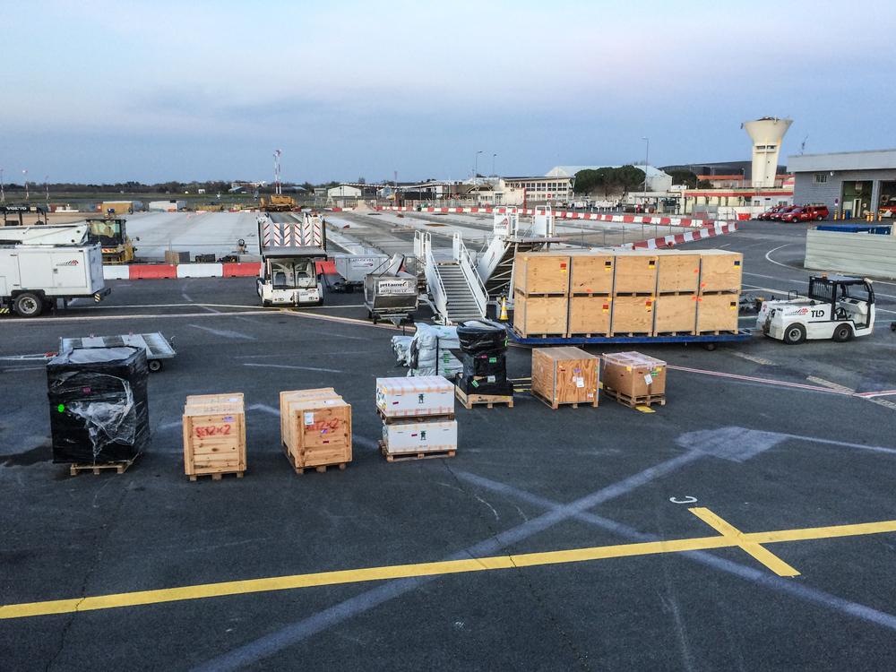 MSF teams loading medical equipment to be sent to Iran to respond to the coronavirus pandemic
