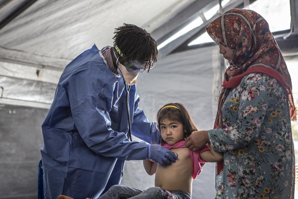 MSF medical staff in Moria, Greece, working in PPE 