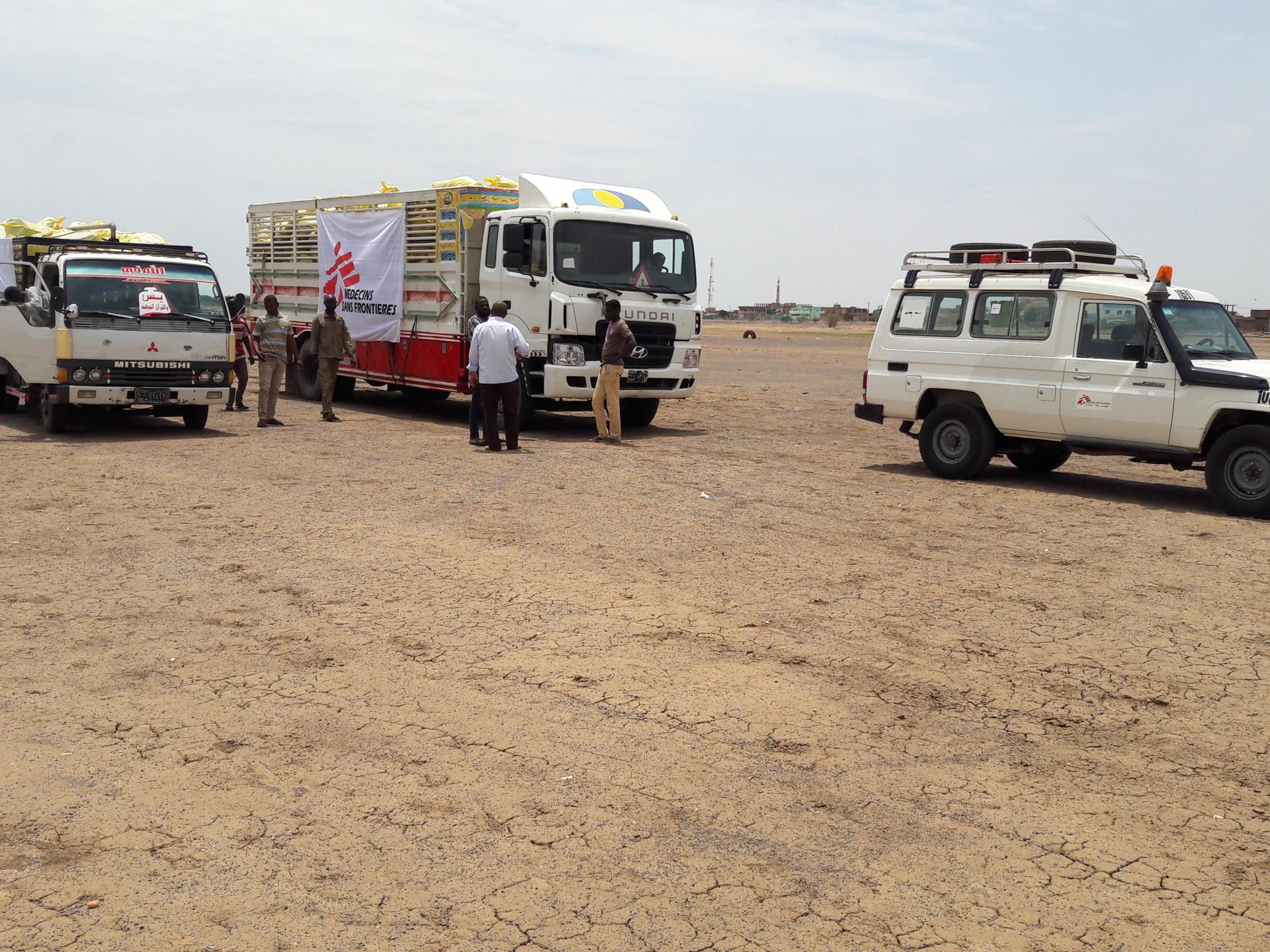 Trucks loaded with NFI kits 
