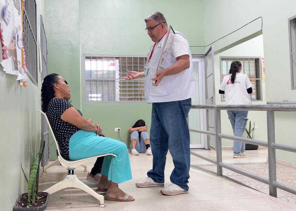 Health promotion teams have brief talks with patients in the clinic's waiting room before their appointment.