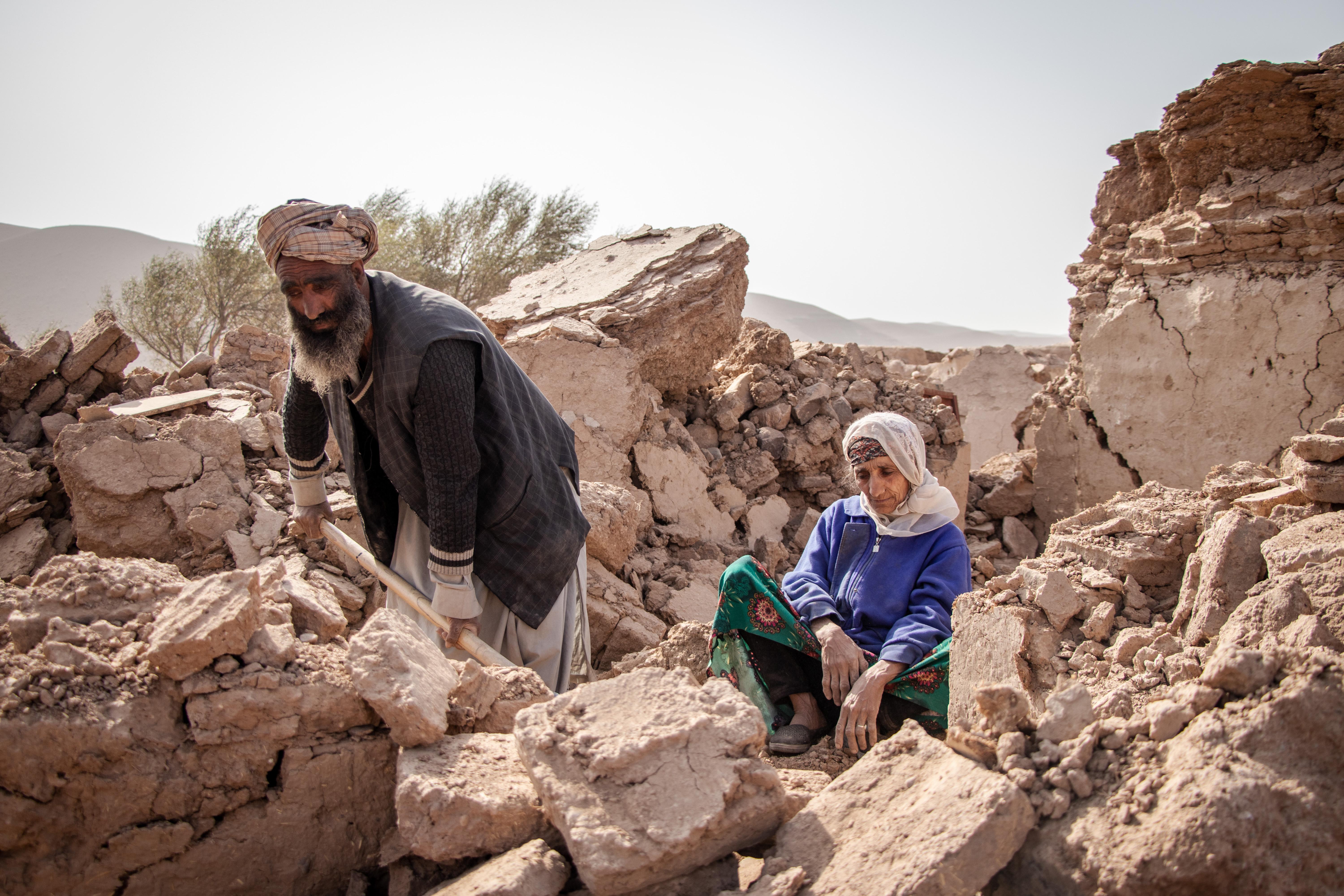 Abdul Salaam and the remains of his house